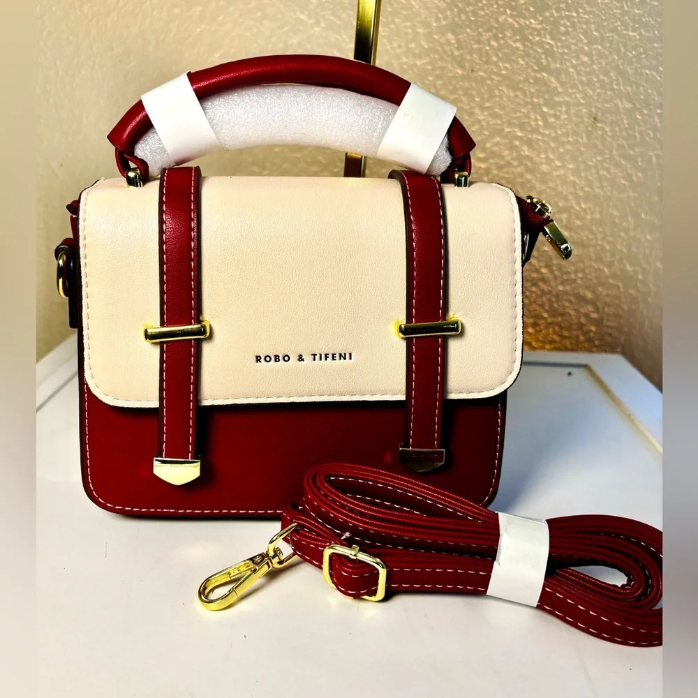 Chic Two-Tone Mini Satchel - Top Handle & Crossbody - Picture 2 of 16